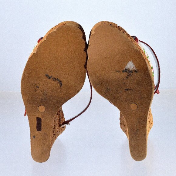 Dolce & Gabbana Real Cork Leather Platform Wedge Sandals in Box Size 37 - Picture 7 of 8